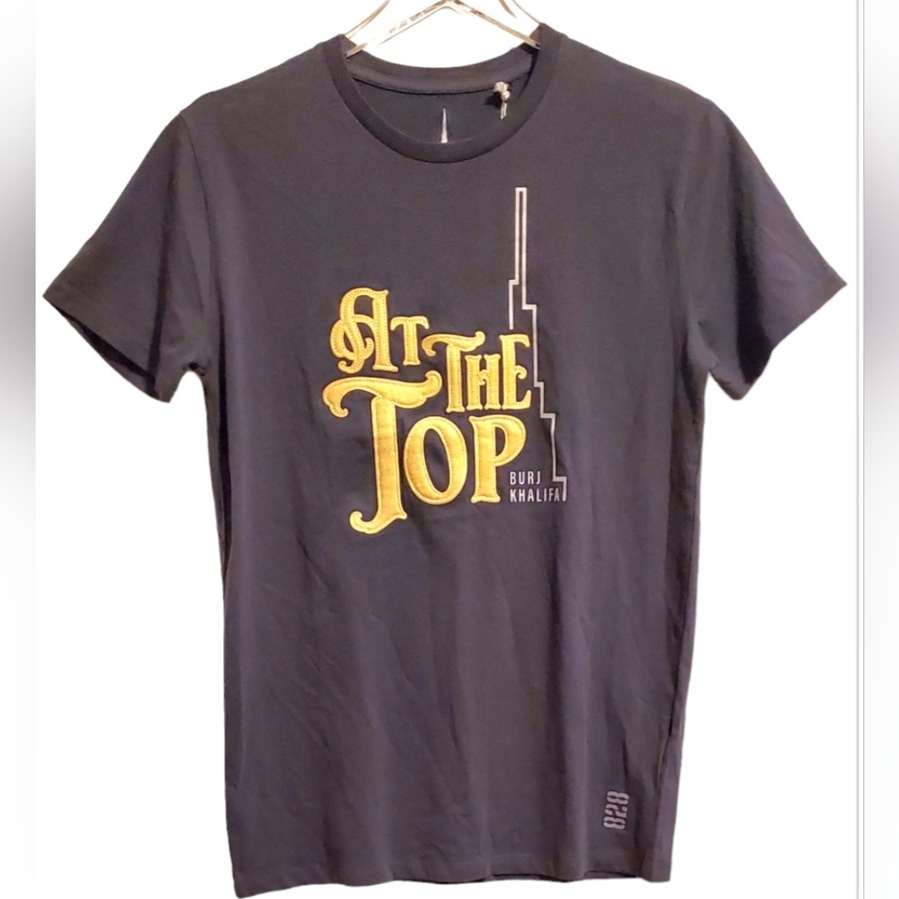 Burj Khalifa Patch on Tshirt Men's Grey Small